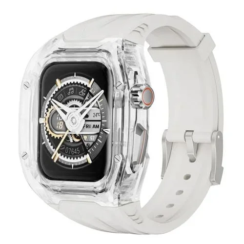 Correa de Reloj Híbrida TPU y PC para Apple Watch Series 7 45mm (Transparente Starlight)