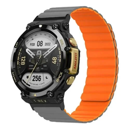 Correa de Reloj Magnética de Silicona para Amazfit T-Rex 2 (Gris Naranja)