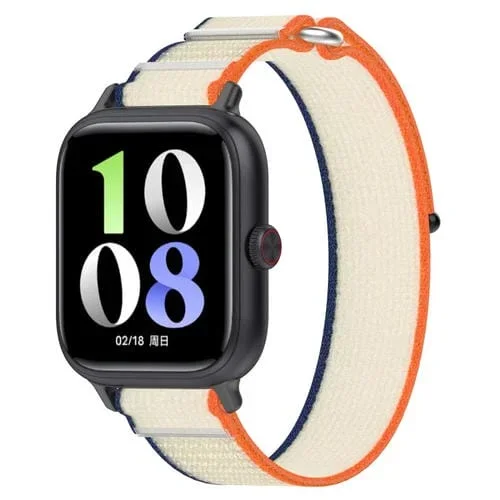 Correa de Reloj Nailon con Cierre de Velcro para Vivo Iqoo Watch Gt (Naranja y Beige)