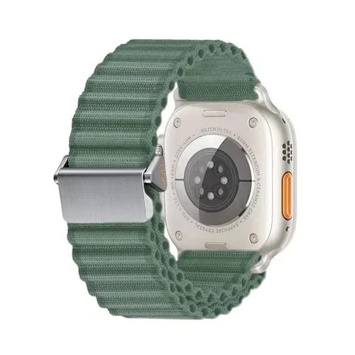 Correa de Reloj Nailon Trenzado con Hebilla Magnética para Apple Watch Series 9 45mm (Verde Militar)