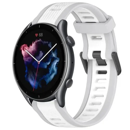 Correa de Reloj para Amazfit 3 de Silicona Texturizada Dos Colores 22mm (Blanco + Gris)