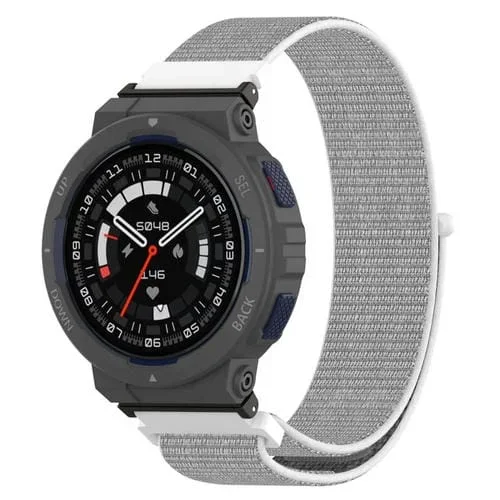 Correa de Reloj para Amazfit Active Edge A2212 con Cierre de Gancho y Bucle de Nailon (Blanco)