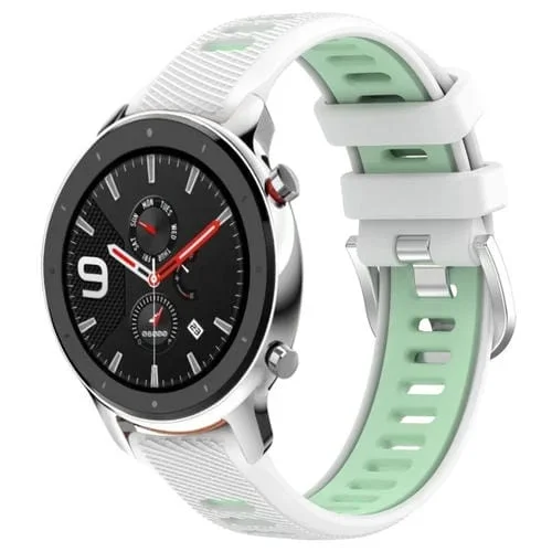 Correa de Reloj para Amazfit GTR 4 de silicona con hebilla de acero 22mm (Blanco + Verde Azulado)