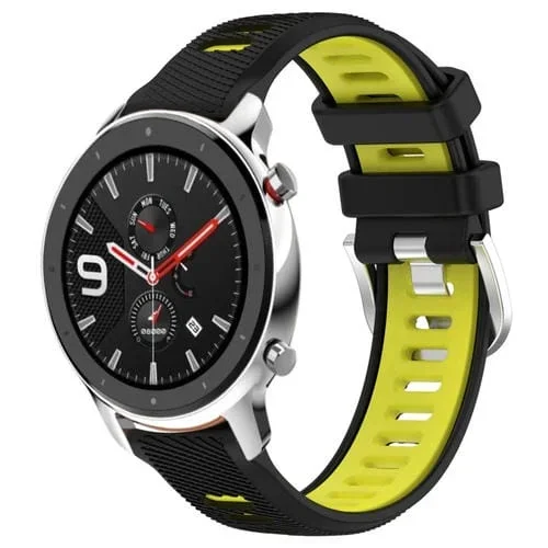Correa de Reloj para Amazfit GTR 4 de Silicona con Hebilla de Acero 22mm (Negro + Verde Lima)