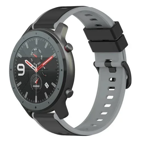 Correa de Reloj para Amazfit GTR 47mm 22mm Silicona Dos Colores (Negro + Gris)
