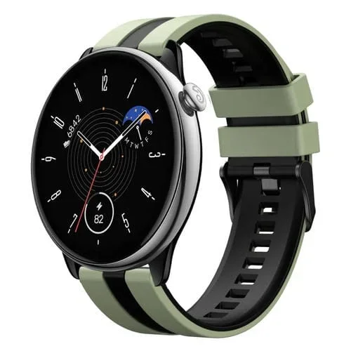 Correa de Reloj para Amazfit GTR Mini de Silicona Deportiva 20mm (Verde Claro + Negro)