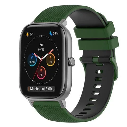 Correa de Reloj para Amazfit GTS 20mm Silicona Dos Colores a Cuadros (Amy Green + Black)
