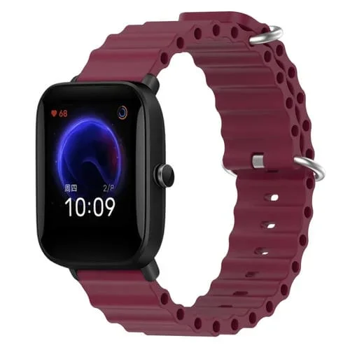 Correa de Reloj para Amazfit Pop 20mm Ocean Style Silicona (Rojo Vino)