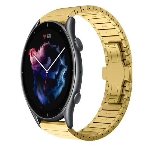 Correa de Reloj para Amazfit Watch GTR 3 Aleación Hebilla Mariposa 22mm (Dorado)