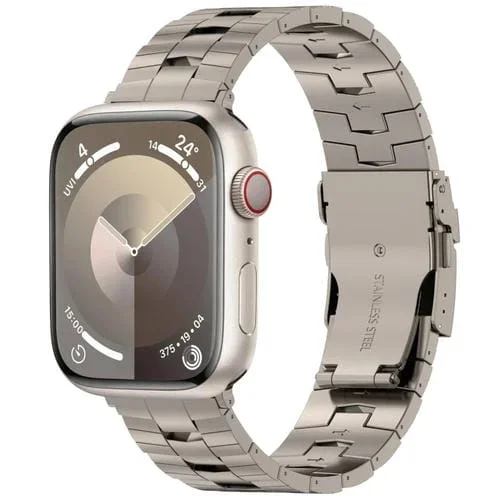 Correa de Reloj para Apple Watch Series 3 42mm Aleación de Titanio con Hebilla de Seguridad (Titanio)
