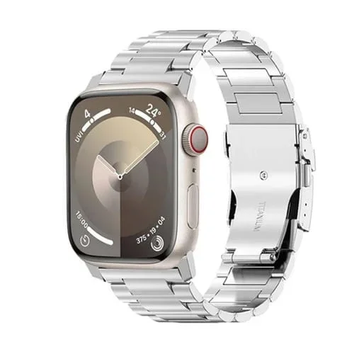 Correa de Reloj para Apple Watch Series 6 44mm 26mm Aleación de Titanio con Hebilla de Seguridad (Plata)
