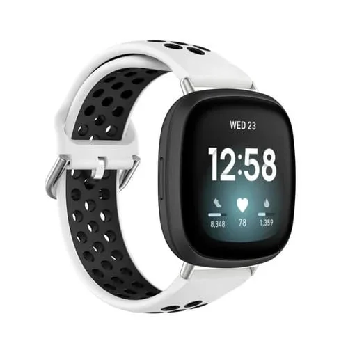 Correa de Reloj para Fitbit Versa 4 y Sense 2 Silicona Dos Colores (Blanco Negro)