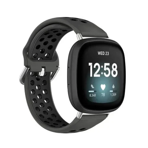 Correa de Reloj para Fitbit Versa 4 y Sense 2 Silicona Dos Colores (Negro Carbón)