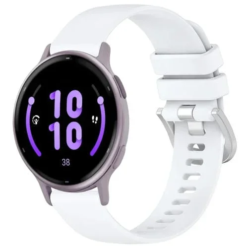 Correa de Reloj para Garmin Active5 Silicona con Hebilla Plateada (Blanco)