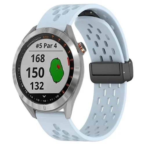 Correa de Reloj para Garmin Approach S40 de silicona con cierre magnético plegable de 20mm (Azul Claro)