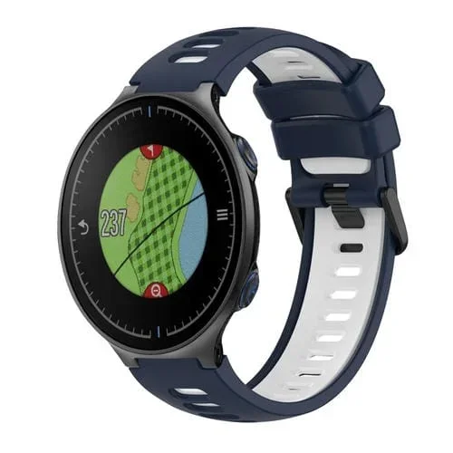 Correa de Reloj para Garmin Approach S5 de Silicona Dos Colores (Azul Medianoche + Blanco)
