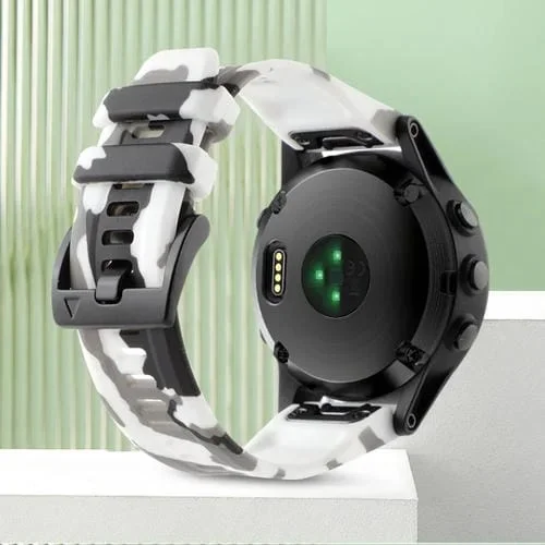 Correa de Reloj para Garmin Fenix 6 Sapphire GPS 22mm Silicona Camuflaje (Blanco)