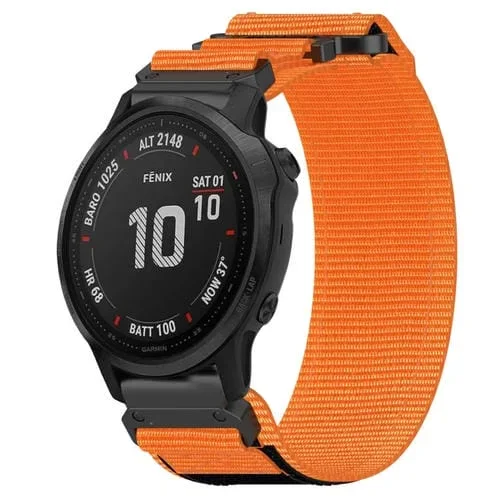 Correa de Reloj para Garmin Fenix 6S Pro con cierre gancho y bucle de nailon de 20mm (Naranja)