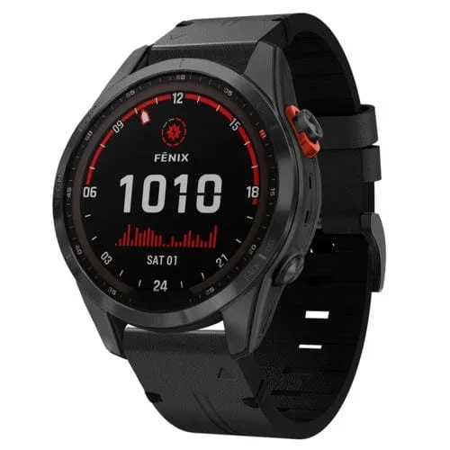 Correa de Reloj para Garmin Fenix 7S Solar 20mm con Hebilla de Acero y Cuero (Negro)