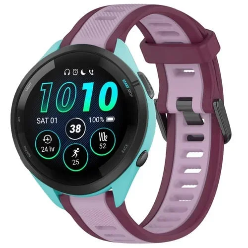 Correa de Reloj para Garmin Forerunner 265 Silicona Texturizada Dos Colores 22mm (Púrpura)