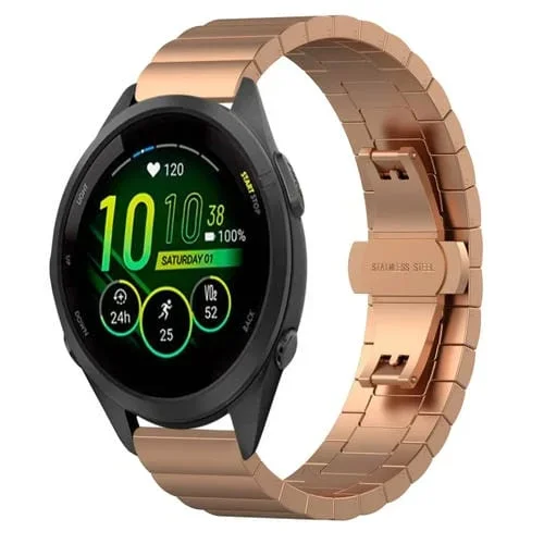 Correa de Reloj para Garmin Forerunner 265S One Bead con Cierre Butterfly de Acero Inoxidable (Oro Rosa)
