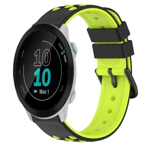 Correa de Reloj para Garmin Forerunner 55 20mm Silicona Porosa Dos Colores (Negro + Verde Lima)