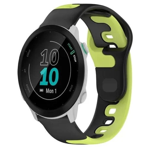 Correa de Reloj para Garmin Forerunner 55 de Silicona Doble Color 20mm (Negro + Verde)