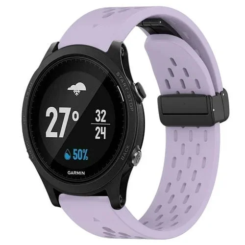 Correa de Reloj para Garmin Forerunner 935 de Silicona con Orificio y Hebilla Plegable 22mm (Púrpura)
