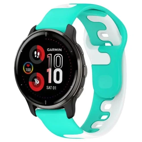 Correa de Reloj para Garmin Venu 2 Plus Silicona Doble Color 20mm (Cian + Blanco)