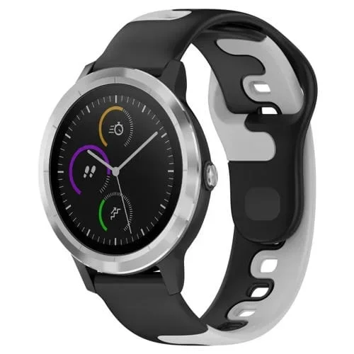 Correa de Reloj para Garmin Vivoactive 3 de Silicona Doble Color 20mm (Negro + Gris)