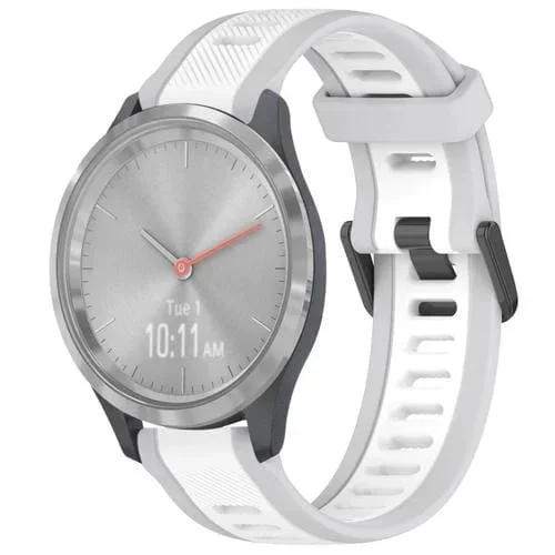 Correa de Reloj para Garmin Vivomove 3S de Silicona Texturizada Bicolor 18mm (Blanco + Gris)