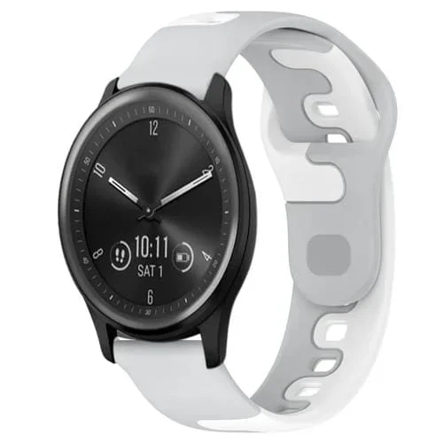 Correa de Reloj para Garmin Vivomove Sport de Silicona Doble Color 20mm (Gris + Blanco)