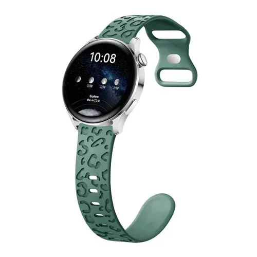 Correa de Reloj Silicona 20mm con Hebilla 8 y Mariposa Estampado Leopardo (Verde Pino)