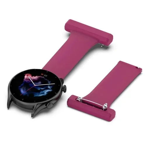 Correa de Reloj Silicona 22mm con Broche de Enfermera (Rojo Vino)
