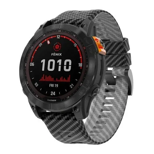 Correa de Reloj Silicona 22mm con Patrón de Fibra de Carbono Dos Colores (Negro Gris)