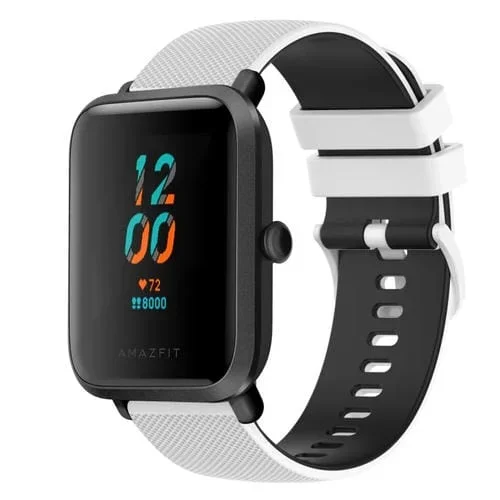 Correa de Reloj Silicona Amazfit Bip 20mm Dos Colores a Cuadros (Blanco + Negro)
