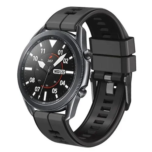 Correa de Reloj Silicona Bicolor Línea Vertical Universal 22mm (Gris Carbón + Negro)