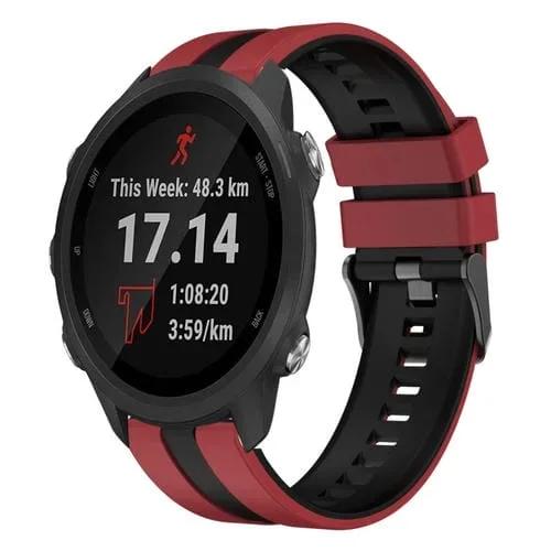Correa de Reloj silicona deportiva Garmin Forerunner 245 20mm (Rojo + Negro)