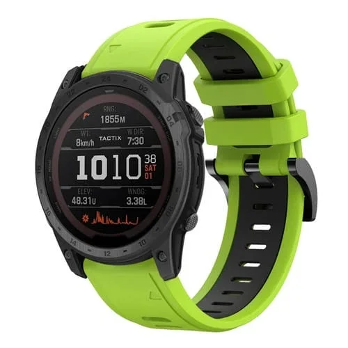 Correa de Reloj Silicona Deportiva Garmin Tactix 7 / 7Pro 26mm (Verde Lima + Negro)