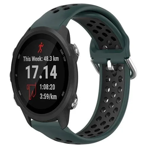 Correa de Reloj Silicona Deportiva para Garmin Forerunner 245 20mm (Verde Oliva + Negro)