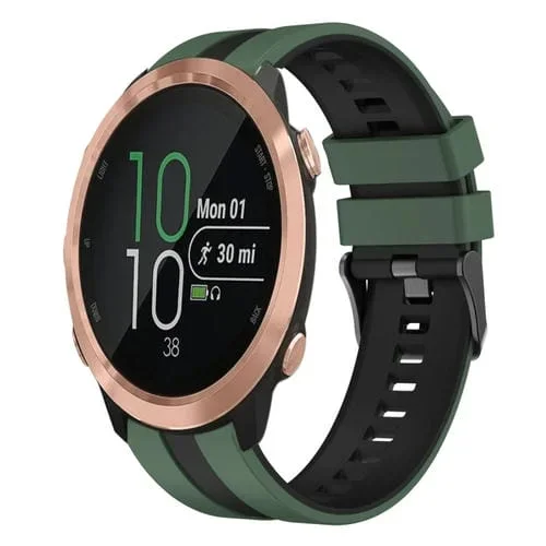 Correa de Reloj Silicona Deportiva para Garmin Forerunner 645 20mm (Verde Oliva + Negro)