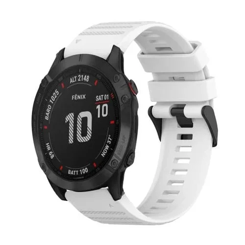 Correa de Reloj Silicona Garmin Fenix 6 GPS 22mm con Textura Horizontal y Herramienta (Blanco)