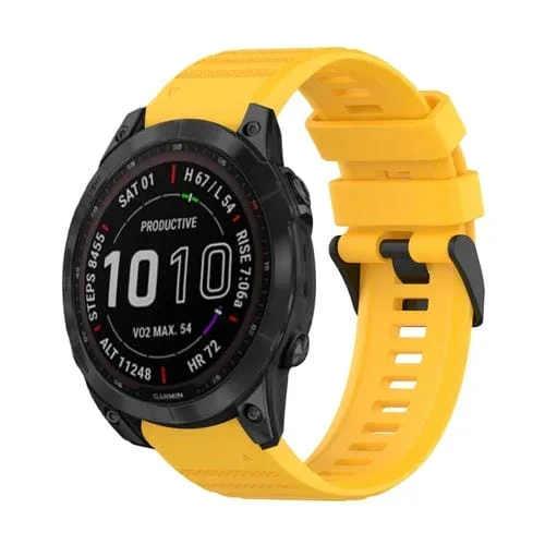 Correa de Reloj Silicona Garmin Fenix 7 Sapphire Solar 22mm Textura Horizontal (Amarillo)