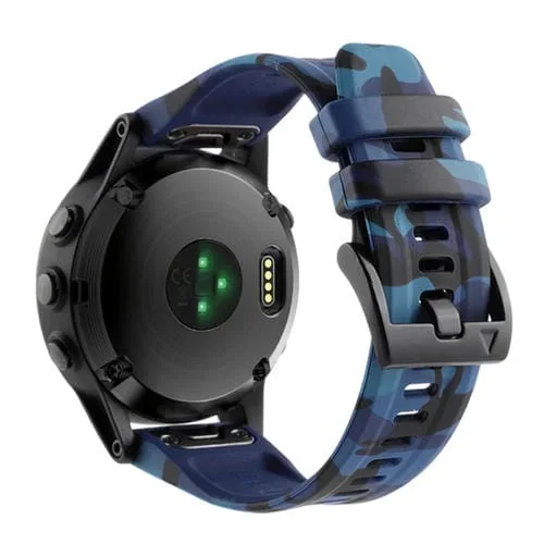 Correa de Reloj Silicona Garmin Fenix 7X 7X Pro Tactix 7 Liberación Rápida (Azul Camuflaje)
