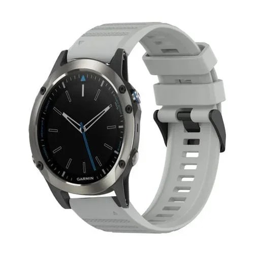 Correa de Reloj Silicona Garmin Quatix 5 Sapphire 22mm Textura Horizontal con Herramienta (Gris)