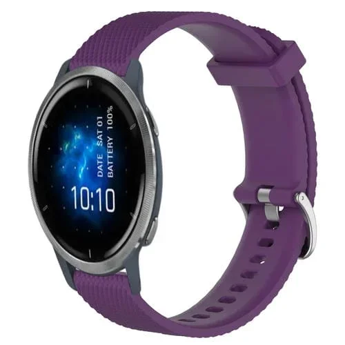 Correa de Reloj Silicona Garmin Venu 2 22mm con Textura de Diamante (Púrpura)