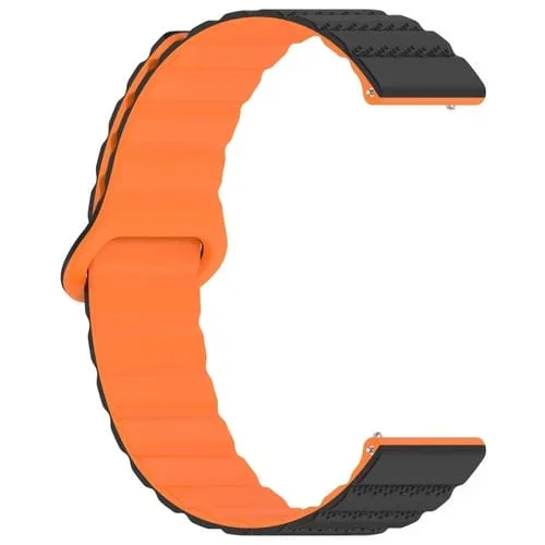 Correa de Reloj Silicona Magnética 20mm Lazo de Puntos (Negra y Naranja)