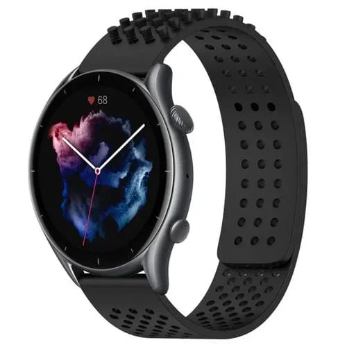 Correa de Reloj Silicona para Amazfit GTR 3 Pro con Puntos 3D Transpirables Orificios 22mm (Negro)