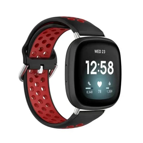 Correa de Reloj silicona para Fitbit Versa 4 y Sense 2 de dos colores (Negro Rojo)