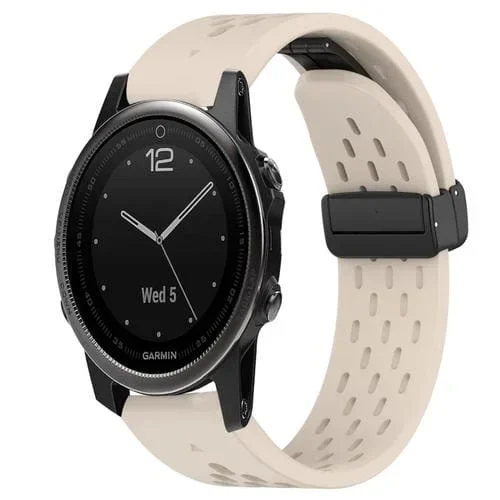 Correa de Reloj Silicona para Garmin Fenix 5S Plus con Orificio y Hebilla Plegable de 20mm (Starlight)